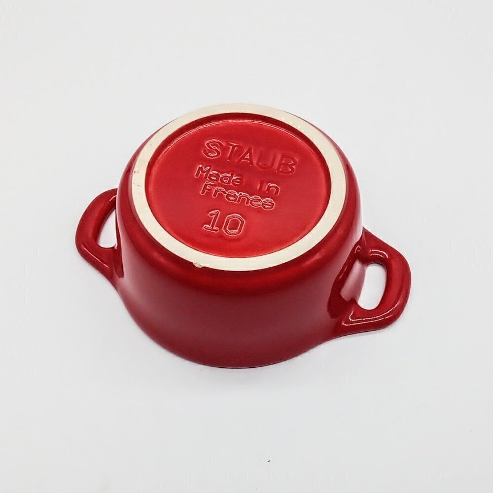 Staub Red Ceramic Double Handle 4-Inch Round Ramekin - Picture 4 of 5